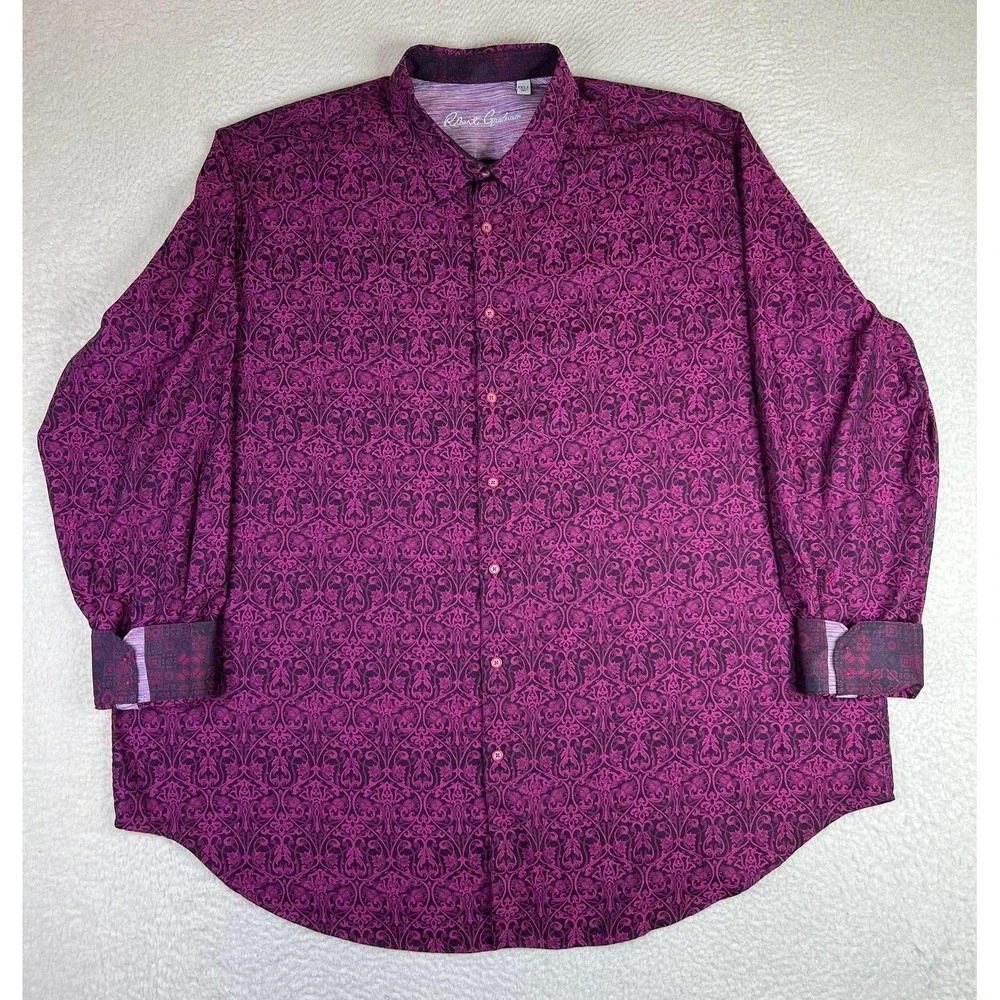 Robert Graham Shirt Mens 3XLT Purple Floral Cotton Long Sleeve Button Up - Picture 1 of 8